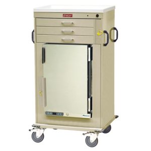 Harloff MH Cart, 1.8 Cubic Feet Medical Grade Refrigerator, Three Drawers with Breakaway Lock