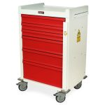 Harloff MR-Conditional Emergency Cart, Aluminum, Six Drawers with Breakaway Lock
