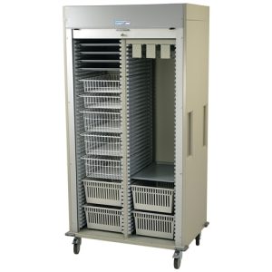 Harloff Double Column Medical Storage Cabinet, Plastic Interior Side Panels, Tambour Doors with Key Lock