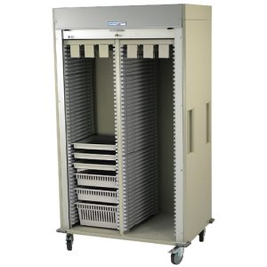 Harloff Double Column Catheter Procedure Cart, Tambour Door and Plastic Interior Side Panels with Key Lock