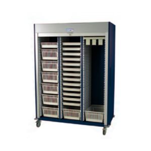 Harloff Triple Column Mobile Cabinet, Tambour Doors, H+H Panels with Key Lock