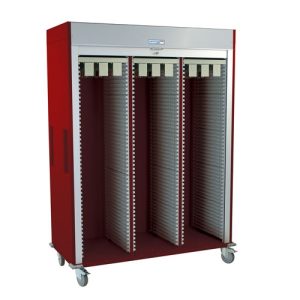 Harloff Triple Column Catheter Procedure Cart, Tambour Doors with Key Lock