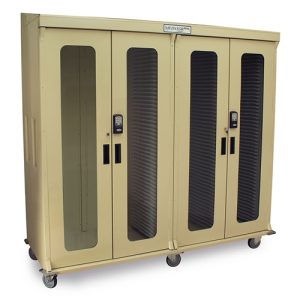 Harloff Quad Column Medical Storage Cabinet, Right with H+H Panels, Shelves and Tempered Glass Doors with Two Keypad Electronic Locks