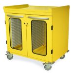 Harloff MSPM42-00GE, Half Height Double Column Medical Storage Cabinet, Tempered Glass, Basic Electronic Pushbutton Lock with Key Locks