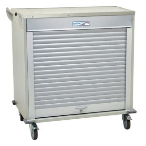 Harloff MSPM42-00TK, Half Height Double Column Medical Storage Cabinet, Tambour Doors, with Key Locks
