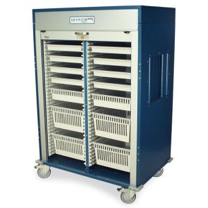 Harloff MSPM62-00TK Three Quarter Height Double Column Medical Storage Cabinet, Tambour Doors, Key Lock
