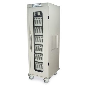 Harloff MSPM81-00GE, Single Column Medical Storage Cabinet, Tempered Glass Doors, Basic Electronic Pushbutton Lock with Key Lock
