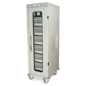 Harloff Single Column Medical Storage Cart, H+H Panels, Tempered Glass Doors with Key Lock