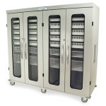 Harloff MSPM84-L0GK Quad Column Medical Storage Cabinet, Left with H+H Panels, Four Doors with Key Lock