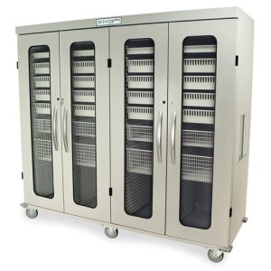 Harloff MSPM84-R0TK Quad Column Medical Storage Cabinet, Right with H+H Panels, Dual Tambour and Four Doors with Key Lock