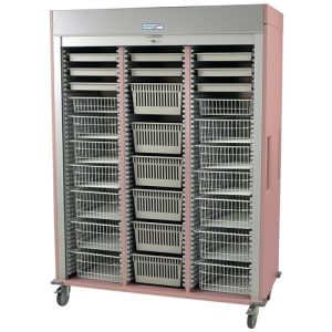 Harloff Triple Column Medical Storage Cabinet, Stainless Steel, Pull Out Stoppers, Solid Doors with Key Lock