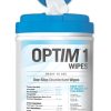 OPTIM 1 One-Step Disinfectant Wipes, Large, 10' x 10', 60 Sheets (12 Cases)