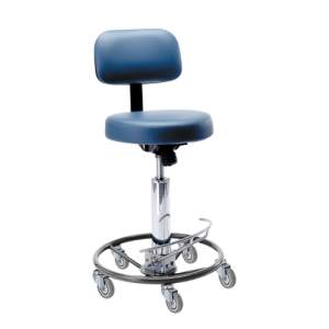 Pedigo P-6000 Stool, Surgeon's, Hydraulic, Foot Operated, with 16' Round Seat And Standard Backrest