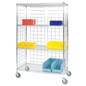 Lakeside Round Post, Enclosed Wire Cart, (4) 24 x 36 Shelves, 63' Posts