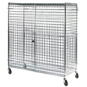 Lakeside Round Post, Mobile Security Cage, (2) 24 x 48 Shelves, 63' Posts