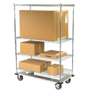 Lakeside Round Post, Dolly Based Cart, (4) 24 x 48 Shelves, 63' Posts