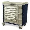Harloff Standard Line Medication Cart, Pull Out Shelf and 5' Bins Drawer Dividers with Key Lock