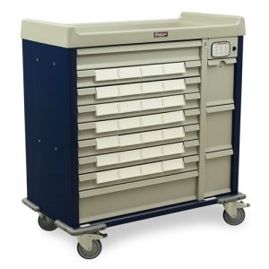 Harloff Standard Line Medication Cart, Pull Out Shelf and 5' Bins Drawer Dividers with Electronic Locking Keypad Access, Standard Package