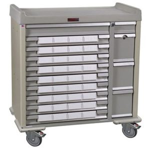 Harloff SL42BIN3SP, Standard Line Medication Cart, 42 – 3.5' Bins with Key Lock, Specialty Package