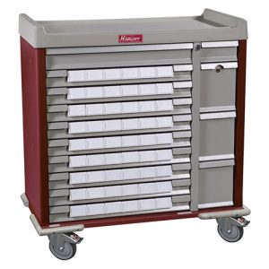 Harloff Standard Line Medication Cart, Pull Out Shelf and 3.5' Bins Drawer Dividers with Key Lock, Standard Package