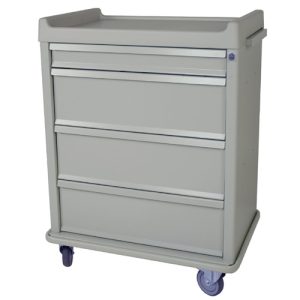 Harloff Standard Line Medication Cart, Pull Out Shelf and Adjustable Punch Card Row Dividers with Key Lock, Standard Package