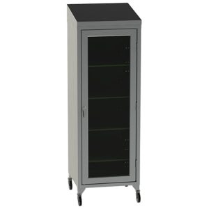 Lakeside Mobile Cabinet with Stainless Shelves & Glass Doors, Sloped Top