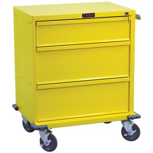 Harloff V-Series Short Procedure Cart, 24' Cabinet and Three Drawers with Key Lock