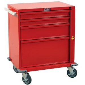 Harloff V-Series Short Emergency Cart, 24' Cabinet and Four Drawers with Breakaway Lock