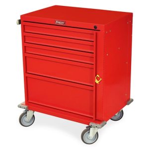 Harloff V-Series Short Emergency Cart, 24' Cabinet and Five Drawers with Breakaway Lock