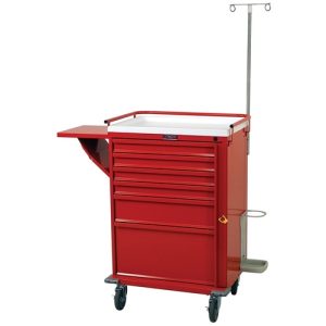 Harloff V-Series Tall Emergency Cart, 30' Cabinet and Six Drawers with Breakaway Lock - Deluxe Emergency Accessory Package