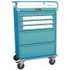 Harloff Value Line Medication Cart, Top Rail, Pull Out Shelf and 5' Bins Dividers with Key Lock - Standard Package