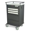 Harloff Value Line Medication Cart, Top Rail, Pull Out Shelf and 5' Bins Dividers with Basic Electronic Pushbutton Lock