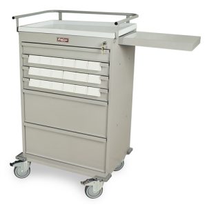 Harloff Value Medication Cart, Top Rail, Pull Out Shelf and 3.5' Bins Dividers with Key Lock - Standard Package