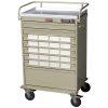 Harloff Value Medication Cart, Top Rail, Pull Out Side Shelf and 3.5' Bins Dividers with Basic Electronic Pushbutton Lock