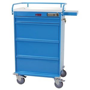 Harloff Value Punch Card Medication Cart, Pull Out Side Shelf and Adjustable Punch Card Row Dividers with Basic Electronic Pushbutton Lock - 360 Cards