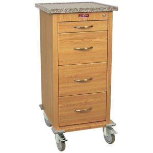 Harloff Punch Card Medication Cart with Wood Vinyl, Pull Out Shelf and Adjustable Punch Card Row Dividers with Key Lock - 240 Cards